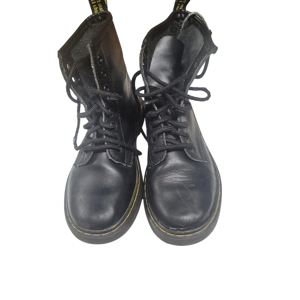Dr Martens Kids Boots Black Leather‎ Lace Up Ankle Boots Shoes Like New